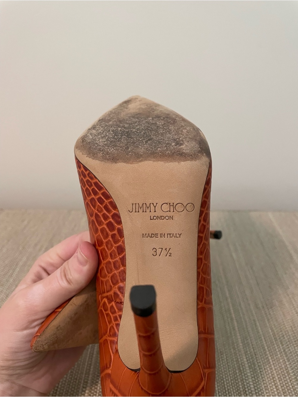 Jimmy Choo Love 100 Croc Embossed Heel Pump - Picture 4 of 4